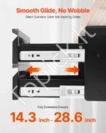 Dvigubas Ištraukiamas Metalinis Stalčius po Stalu su Lentyna, 457×227×200 mm, Juodas, Plienas - Image 4