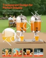 Dvigubas Nerūdijančio Plieno Gėrimų Dozatorius / Sulčių Talpykla 2x8 L su Kraneliais 558x348x560 mm, Sidabrinė - Image 4