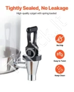 Dvigubas Nerūdijančio Plieno Gėrimų Dozatorius / Sulčių Talpykla 2x8 L su Kraneliais 558x348x560 mm, Sidabrinė - Image 5