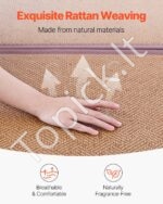 Dvivietis Sulankstomas Japoniškas Tatamio Čiužinys/Gultas Iš Natūralaus Ratano. 203 x 140 x 1.3 cm, Natūrali Spalva - Image 5