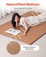 Dvivietis Sulankstomas Japoniškas Tatamio Čiužinys/Gultas Iš Natūralaus Ratano. 203 x 140 x 1.3 cm, Natūrali Spalva - Image 4