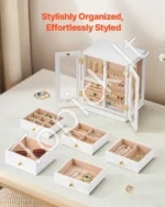 Elegantiška 360° Sukama Juvelyro Dėžutė su 5 Stalčiais ir Skaidriais Šonais - Image 6