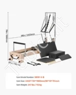 Elegantiškas Pilates Reformeris iš Guminio Medžio (Rubber Wood), Didelis Matmenys 240 x 73,5 x 199 cm, iki 181,44 kg - Image 7