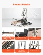 Elegantiškas Pilates Reformeris iš Guminio Medžio (Rubber Wood), Didelis Matmenys 240 x 73,5 x 199 cm, iki 181,44 kg - Image 5