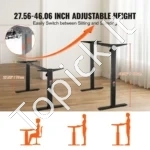 Elektrinis Stalo Rėmas su USB, Juodas, Vieno Variklio, 80 kg, Reguliuojamas Aukštis 70-117 cm - Image 3