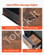 Erdvi Mobili Spintelė su 2 Stalčiais ir Atviromis Lentynomis – 100 x 40 x 66 cm - Image 7