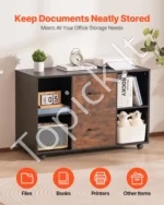 Erdvi Mobili Spintelė su 2 Stalčiais ir Atviromis Lentynomis – 100 x 40 x 66 cm - Image 2