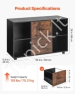 Erdvi Mobili Spintelė su 2 Stalčiais ir Atviromis Lentynomis – 100 x 40 x 66 cm - Image 3