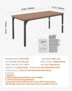 Erdvus Rektangularis Valgomojo Stalas 180×80 cm, Rudas Medinis, Kaimiško Stiliaus, Tinka 6–8 Asmenims, Išlaiko 136,1 kg  - Image 7