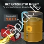 Galinga Kuro Perpumpavimo Pompa 12V DC, 37.8 L/min, 1/4 AG, Savaime Užsipildanti, 4 m Žarna, Dyzelinas/Žibalas/Transformatorinė Alyva, 20.5 x 15 x 11.7 cm - Image 3