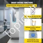 Galingas Airblade Stiliaus Rankų Džiovintuvas 2000W, Sidabro Spalvos, HEPA Filtras, Dvigubas Oro Srautas - Image 5