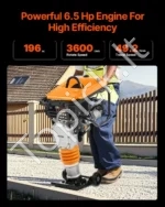 Galingas Benzininis Grunto Vibracinis Tankintuvas 6,5 AG, 196 cc, Sutankinimo Jėga 1632 kg - Image 4