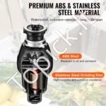 Galingas Virtuvės Atliekų Smulkintuvas 3/4 AG (550W), Tylus ir Greitas - Image 2