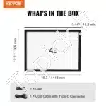 Įkraunama LED Piešimo Lenta A3, Juoda, 6 Ryškumo Lygiai, Itin Plona, 38.3×27.8 cm - Image 6