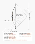 Išardomas Medinis Recurve Lankas (Takedown Recurve Bow), 1524 mm, 13,61 kg Tempimo Jėga - Image 4