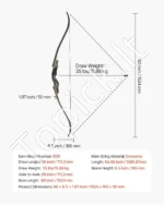 Išardomas Medinis Recurve Lankas (Takedown Recurve Bow), 1524 mm, 15,88 kg Tempimo Jėga - Image 7
