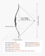 Išardomas Medinis Recurve Lankas (Takedown Recurve Bow), 1524 mm, 22,68 kg Tempimo Jėga - Image 4