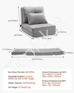 Išlankstoma Grindų Sofa-Lova (Lazy Sofa) su 5 Reguliuojamomis Padėtimis - Image 7