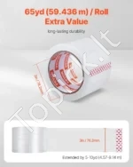 Išskirtinai Plati ir Stipri Skaidri Pakavimo Juosta, 6 Ritinėliai, 76.2 mm x 59.436 m, Storis 0.068 mm - Image 2