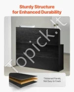 Išskirtinis Juodas L-formos Registratūros Stalas su Stalčiumi ir Spintele – 140 x 80 x 120 cm - Image 3