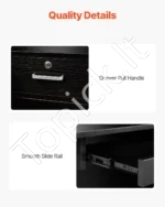 Išskirtinis Juodas L-formos Registratūros Stalas su Stalčiumi ir Spintele – 140 x 80 x 120 cm - Image 4