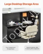 Išskirtinis Juodas L-formos Registratūros Stalas su Stalčiumi ir Spintele – 140 x 80 x 120 cm - Image 5