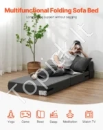 Išskleidžiama Sofa-Lova 3-in-1 Fotelis, Gultas, Svečių Lova. Tamsiai Pilka, 186x73x15 cm - Image 2