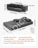 Išskleidžiama Sofa-Lova 3-in-1 „Twin“: Dvigulė/Viengulė Atsipalaidavimo Zona. Tamsiai Pilka, Veliūras, 193x103x22.5 cm - Image 7