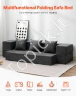 Išskleidžiama Sofa-Lova 3-in-1 „Twin“: Dvigulė/Viengulė Atsipalaidavimo Zona. Tamsiai Pilka, Veliūras, 193x103x22.5 cm - Image 2