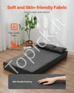 Išskleidžiama Sofa-Lova 3-in-1 „Twin“: Dvigulė/Viengulė Atsipalaidavimo Zona. Tamsiai Pilka, Veliūras, 193x103x22.5 cm - Image 3