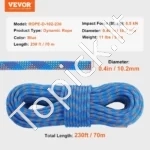 Itin Ilga Dinaminė Laipiojimo Virvė (Virvė, lynas) – 70 m Ilgis, 10,2 mm Skersmuo, Poliesterio Medžiaga, 25 kN Atsparumas - Image 6