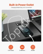 Juoda Komoda su 10 Audinio Stalčių, LED Apšvietimas, USB Įkrovimo Stotelė, 120 x 30 x 72 cm, Plieninis Rėmas - Image 4