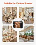 Juodai-Rudas Registratūros Stalas su LED Apšvietimu ir USB Jungtimis – 160 x 60 x 111 cm - Image 6