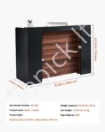 Juodai-Rudas Registratūros Stalas su LED Apšvietimu ir USB Jungtimis – 160 x 60 x 111 cm - Image 7