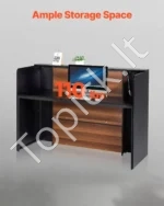 Juodai-Rudas Registratūros Stalas su LED Apšvietimu ir USB Jungtimis – 160 x 60 x 111 cm - Image 2