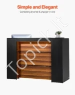 Juodai-Rudas Registratūros Stalas su LED Apšvietimu ir USB Jungtimis – 160 x 60 x 111 cm - Image 4