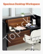 Juodai-Rudas Registratūros Stalas su LED Apšvietimu ir USB Jungtimis – 160 x 60 x 111 cm - Image 5