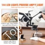 Juvelyro Reguliuojamas Stereo Mikroskopas 7X-45X su Spyruokliniu Stovu ir USB LED Žiedine Lempa - Image 5