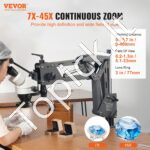 Juvelyro Reguliuojamas Stereo Mikroskopas 7X-45X su Spyruokliniu Stovu ir USB LED Žiedine Lempa - Image 2