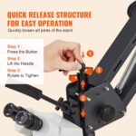 Juvelyro Reguliuojamas Stereo Mikroskopas 7X-45X su Spyruokliniu Stovu ir USB LED Žiedine Lempa - Image 4