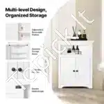 Kampinė Spintelė (Komoda) su 2 Durelėmis. Balta, 3 Lygiai, 64,5 x 32,5 x 84,5 cm - Image 4