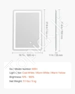 Kompaktiškas Išmanusis LED Vonios Veidrodis 50 x 70 cm, 3 Šviesos Spalvos - Image 7