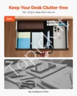 Kompaktiškas Ištraukiamas Metalinis Stalčius Po Stalu Raštinės Reikmenims, 385×230×76 mm, Juoda Spalva - Image 6