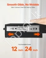 Kompaktiškas Ištraukiamas Metalinis Stalčius Po Stalu Raštinės Reikmenims, 385×230×76 mm, Juoda Spalva - Image 4