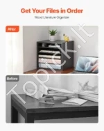 Kompaktiškas Stalo Dokumentų Organizatorius su 5 Reguliuojamais Skyriais, Pilka Spalva, A4 Formatui, 35.5 x 30.5 x 33 cm - Image 2