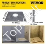 Kvadratinis Dušo Hidroizoliacijos Rinkinys 122 cm x 122 cm, Centrinis PVC Nuotėkis - Image 5