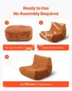 L Formos Sėdmaišis Fotelis Su Porankiais, Rudas „Teddy“ Veliūras, 99x92x72 cm - Image 5