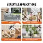 Medinis transportavimo vežimėlis su ratukais (2 vnt.), 454 kg talpa, 76,2×45,7×13 cm, Sunkiems Baldams ir Kroviniams - Image 4