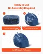 Mėlynas Platus Sėdmaišis Fotelis Su Porankiais, 90x85x79 cm, Veliūras, Viskoelastinis Užpildas - Image 6