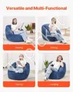 Mėlynas Platus Sėdmaišis Fotelis Su Porankiais, 90x85x79 cm, Veliūras, Viskoelastinis Užpildas - Image 7